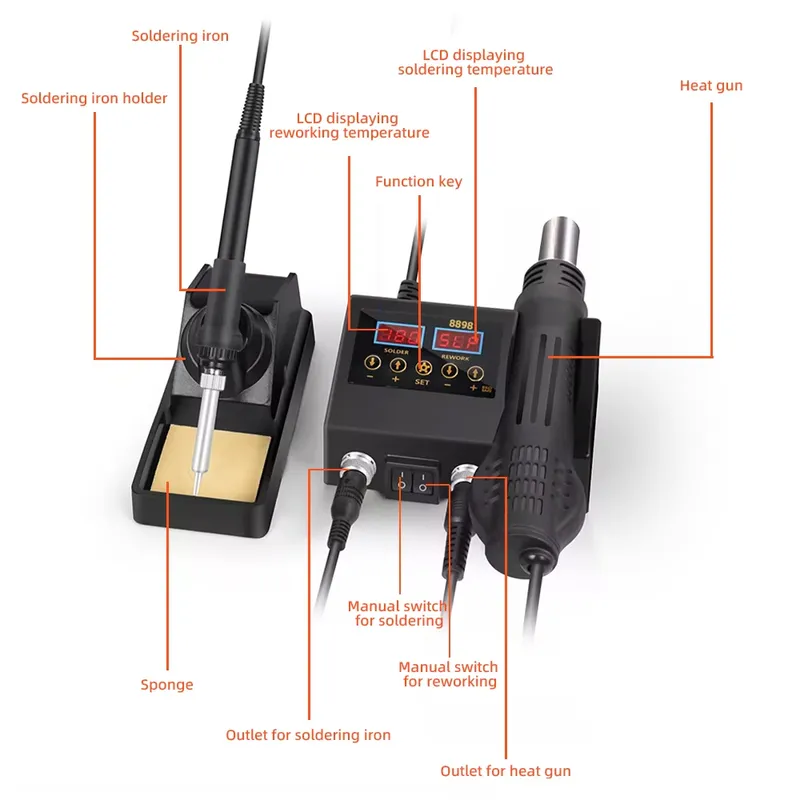 60W LED Digital Display Hot Ai - Smd Rework Station Hot Air Soldering 2 In 1 review and price