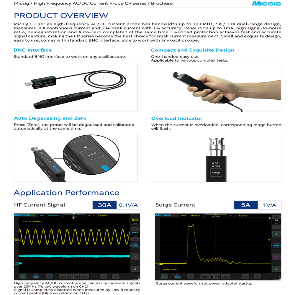 Micsig CP1003B CP503B High Fre - Current Probe Ac Dc 50Mhz Oscilloscope review and price